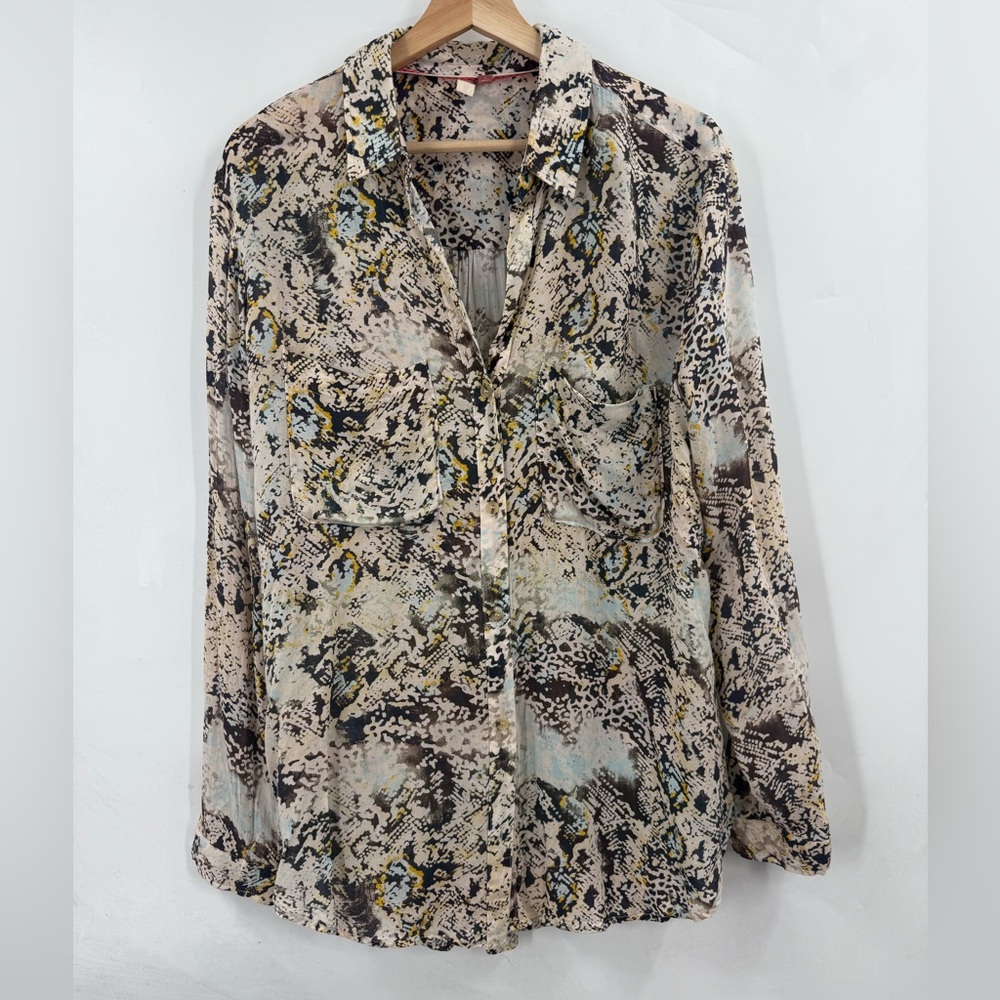 Anthropologie Pilcro Long Sleeve Top Button Down Blouse Size Large